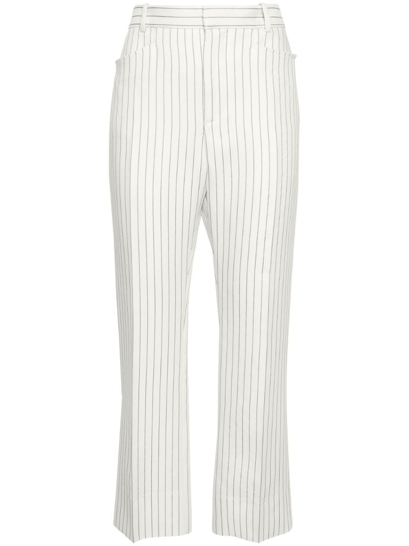 White Pinstripe Cropped Trousers