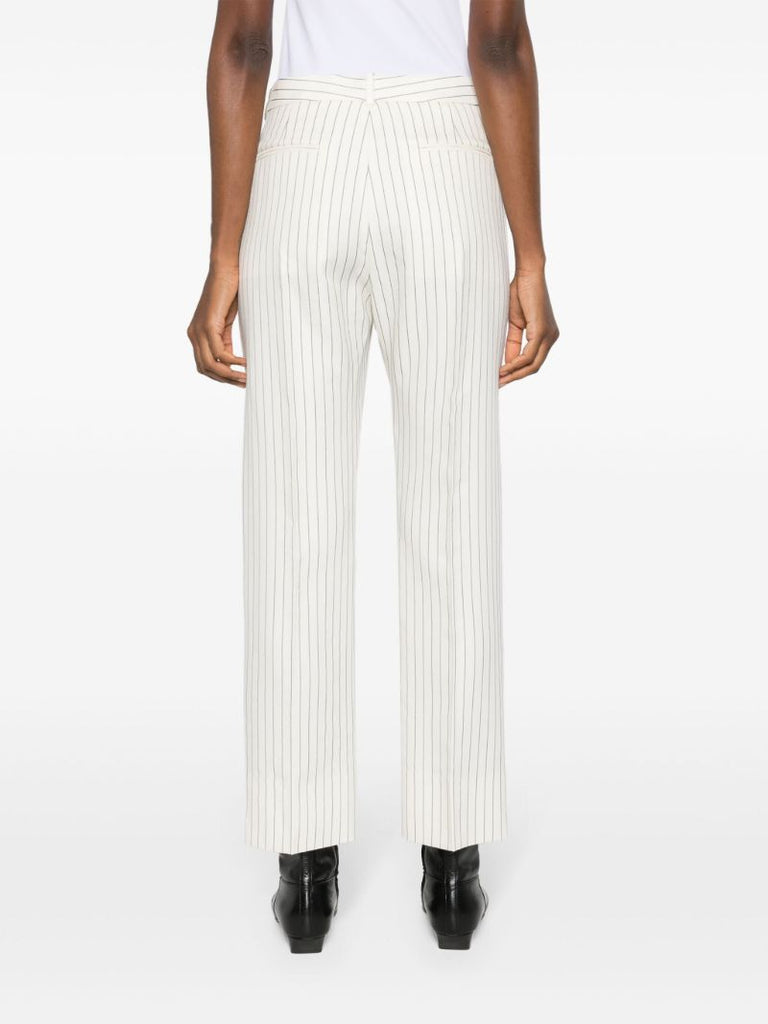 White Pinstripe Cropped Trousers