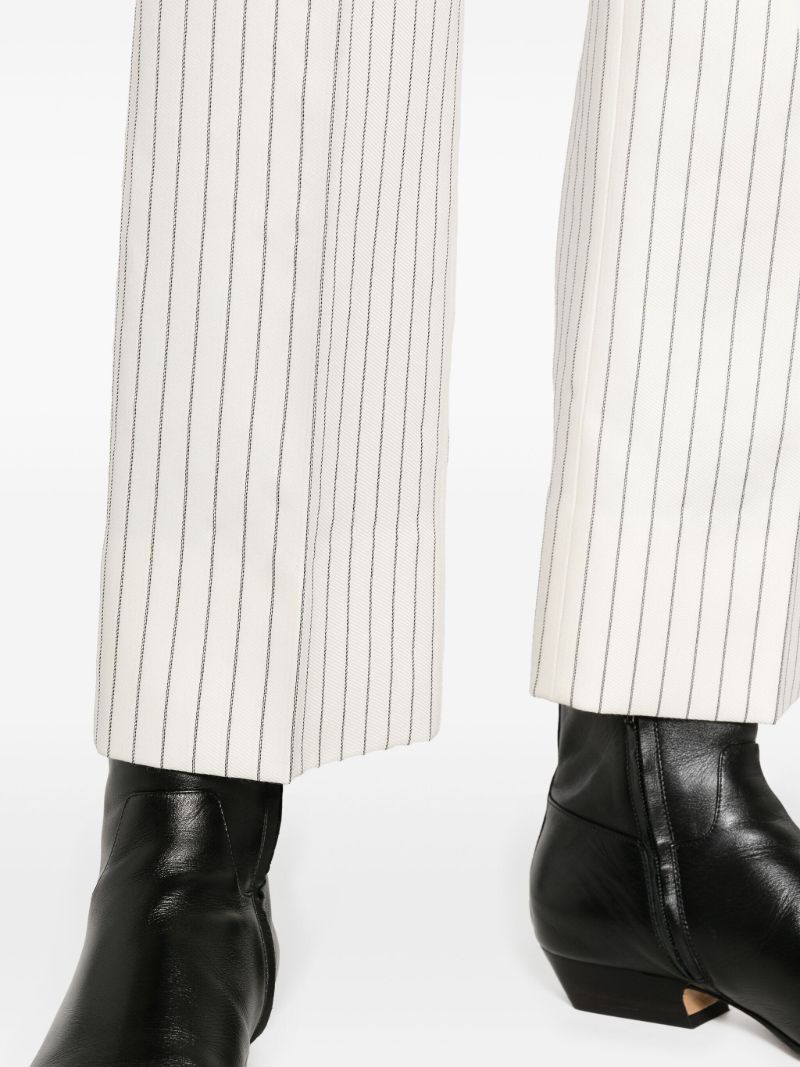 White Pinstripe Cropped Trousers