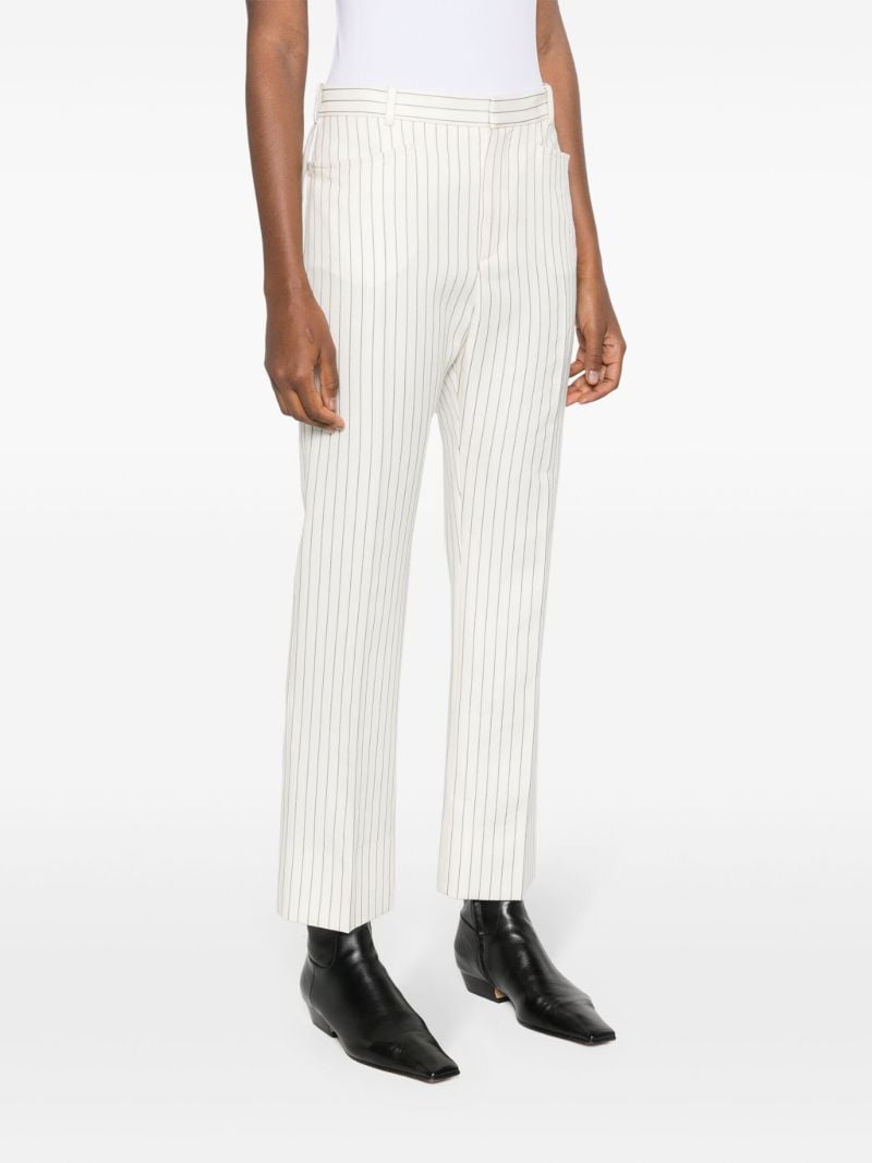 White Pinstripe Cropped Trousers