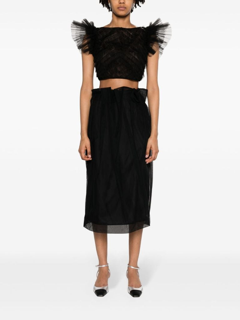 Black Ruffled Tulle Top
