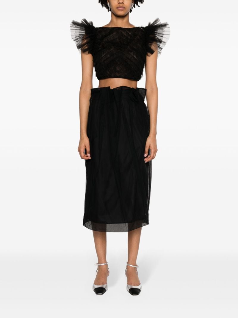 Black Ruffled Tulle Top