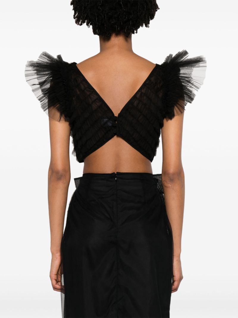 Black Ruffled Tulle Top