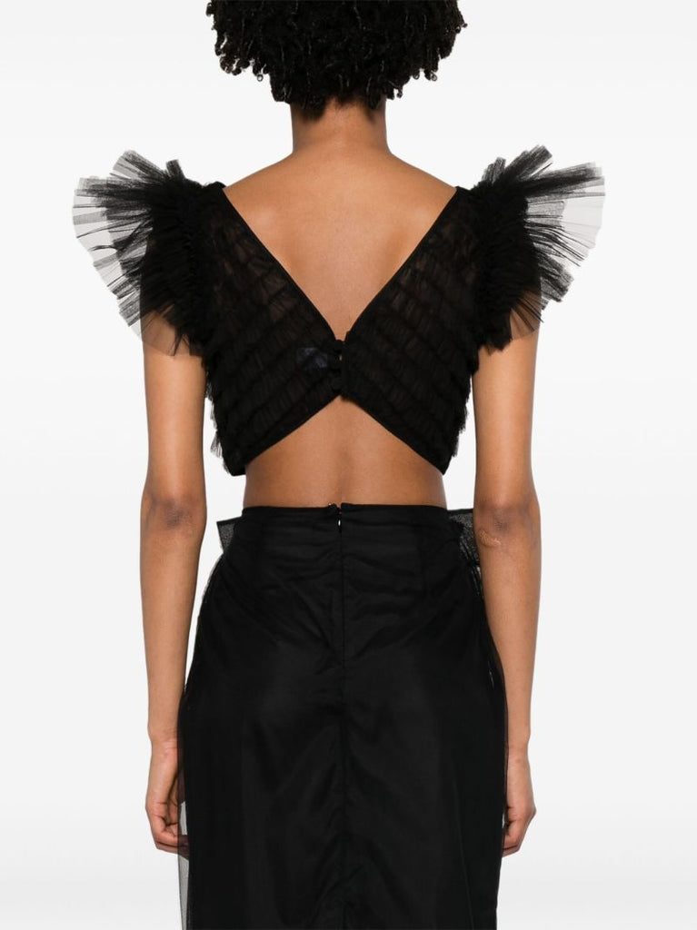 Black Ruffled Tulle Top