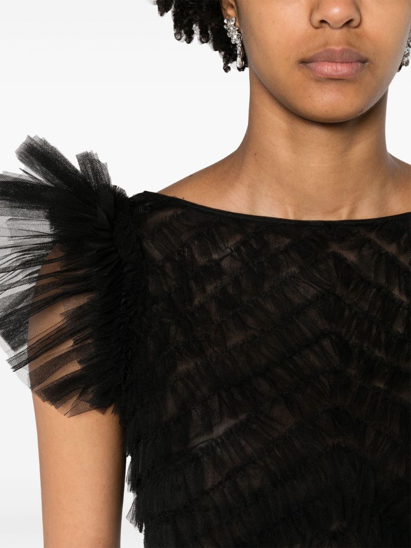 Black Ruffled Tulle Top