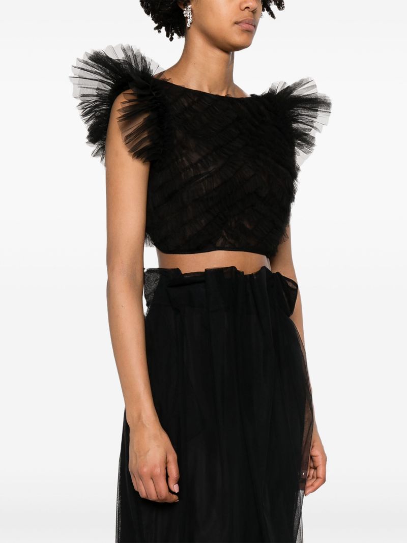 Black Ruffled Tulle Top