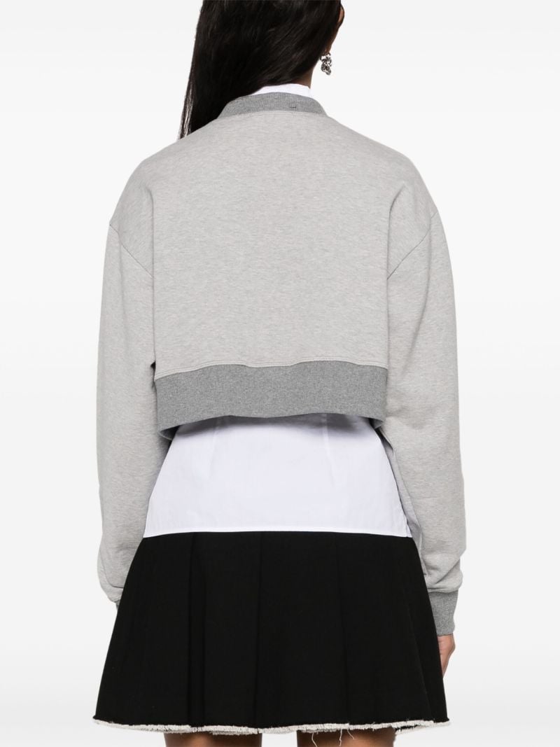 Grey Logo-print Cropped Sweatshirt