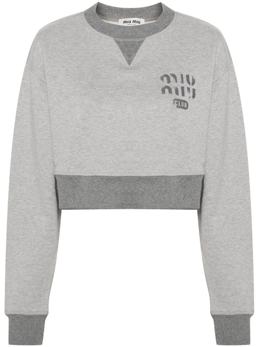 Grey Logo-print Cropped Sweatshirt
