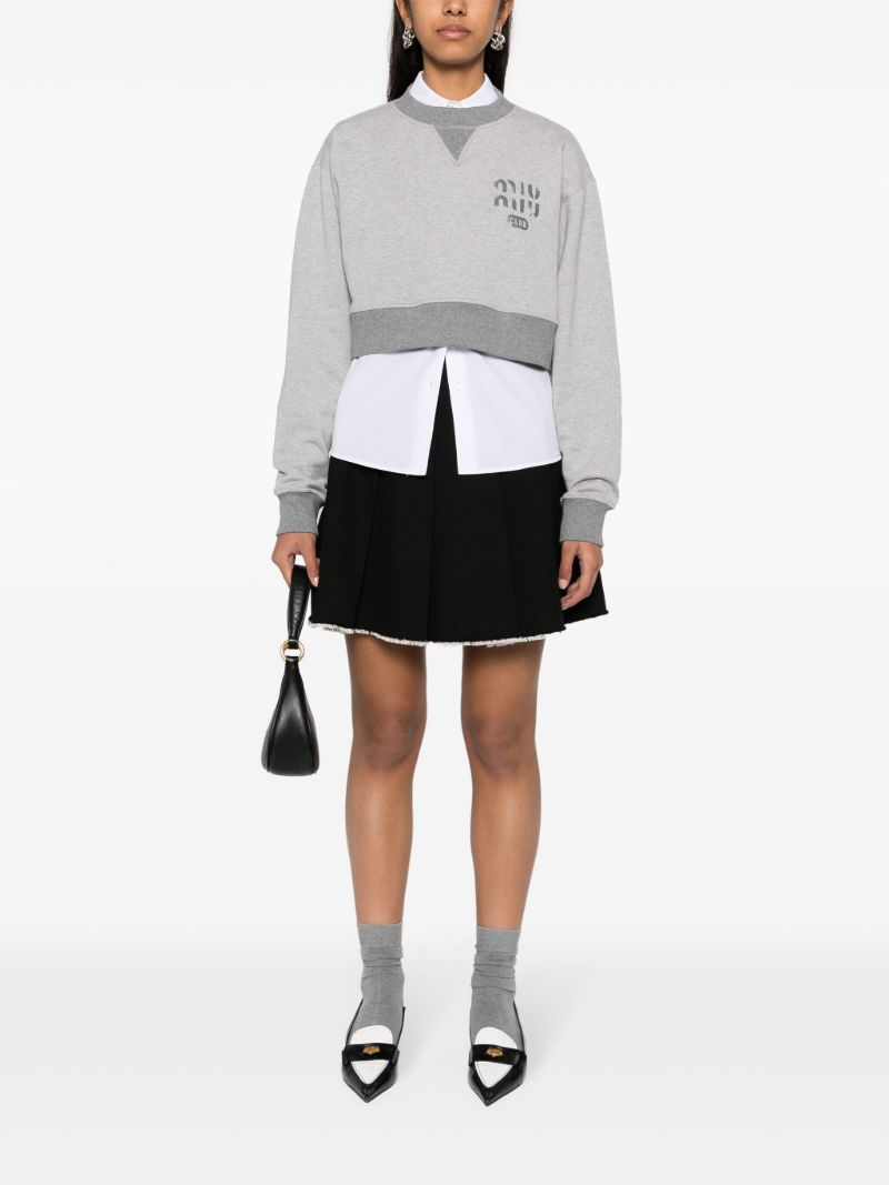 Grey Logo-print Cropped Sweatshirt