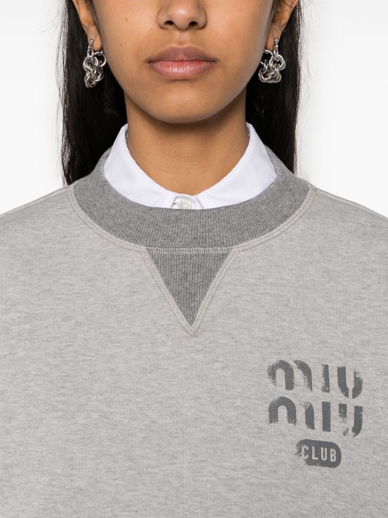 Grey Logo-print Cropped Sweatshirt