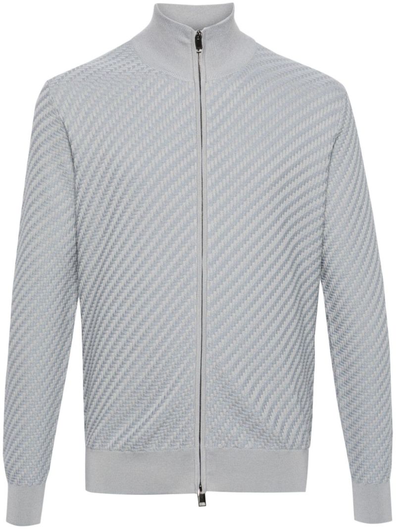 Blue Trama-weave Cardigan