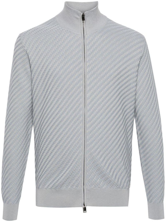 Blue Trama-weave Cardigan