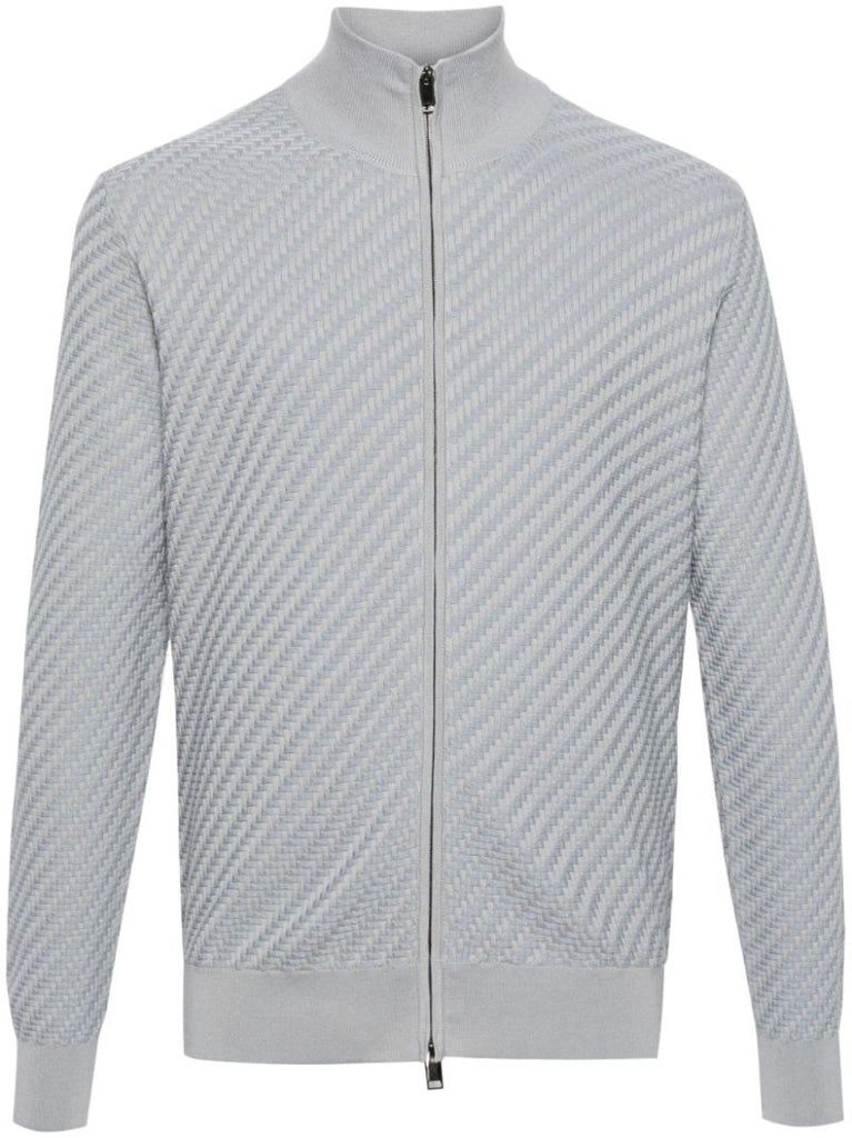Blue Trama-weave Cardigan