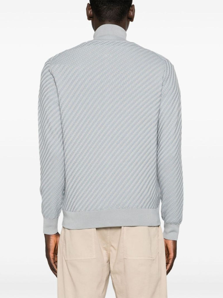 Blue Trama-weave Cardigan