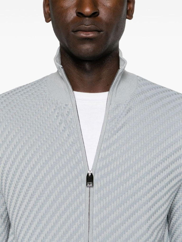 Blue Trama-weave Cardigan