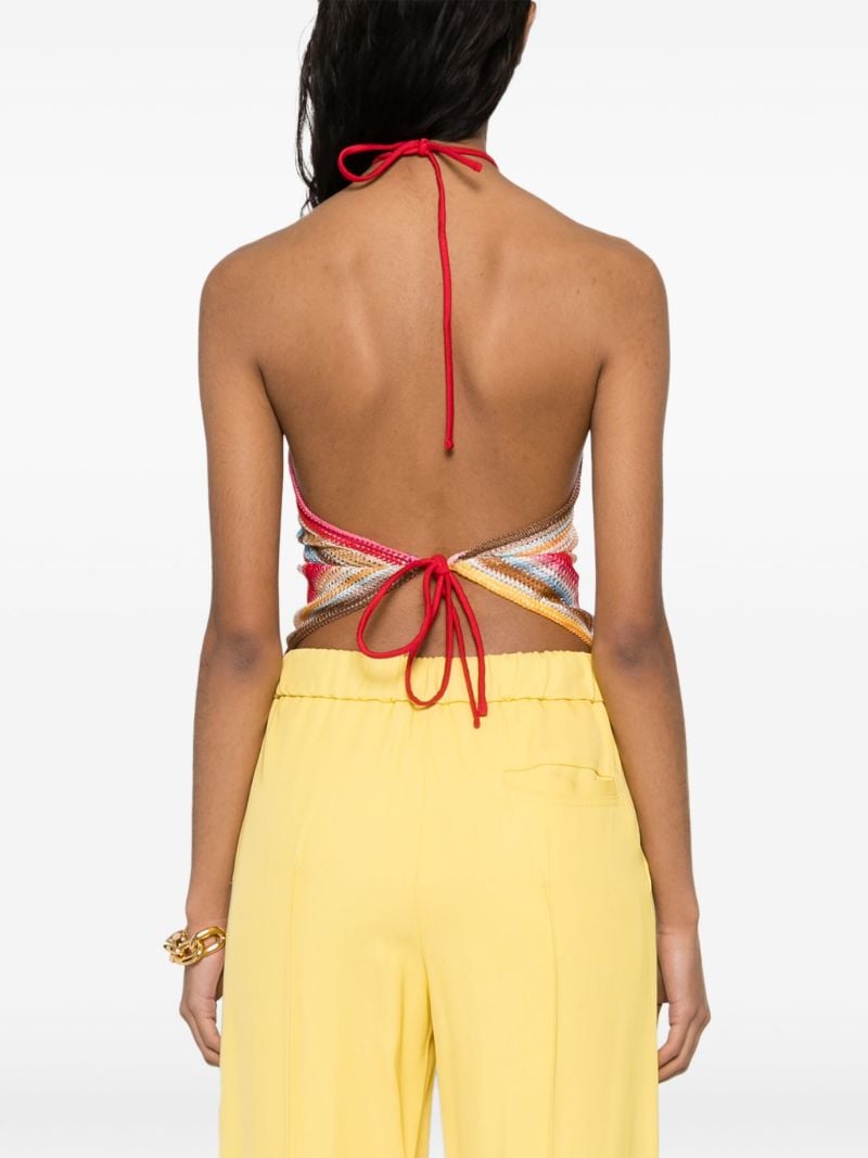 Multicolour Striped Halterneck Knit Top