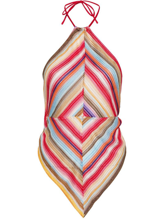 Multicolour Striped Halterneck Knit Top