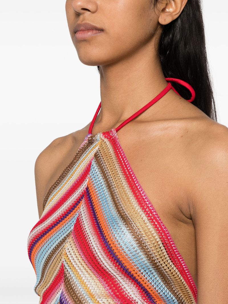Multicolour Striped Halterneck Knit Top