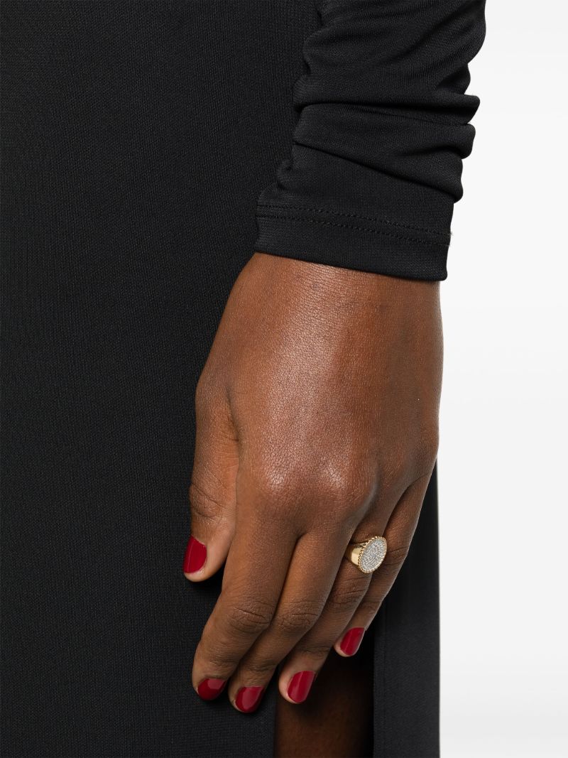 18k Yellow Gold Ovale Diamond Signet Ring