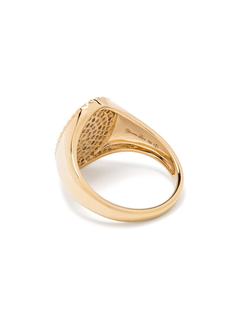 18k Yellow Gold Ovale Diamond Signet Ring