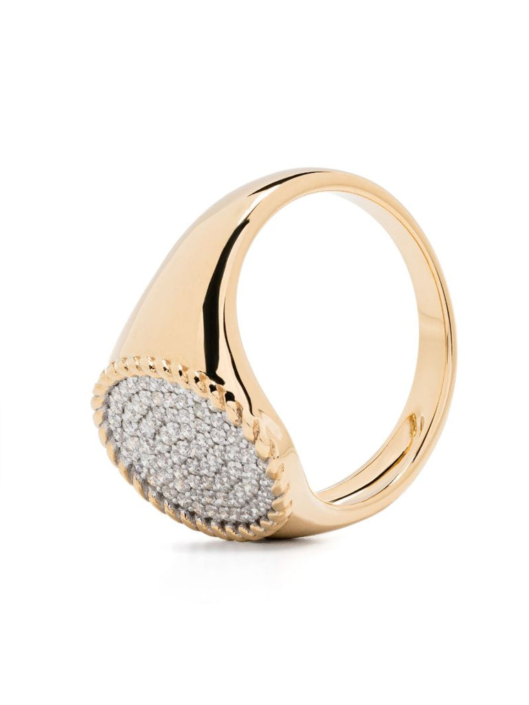 18k Yellow Gold Ovale Diamond Signet Ring