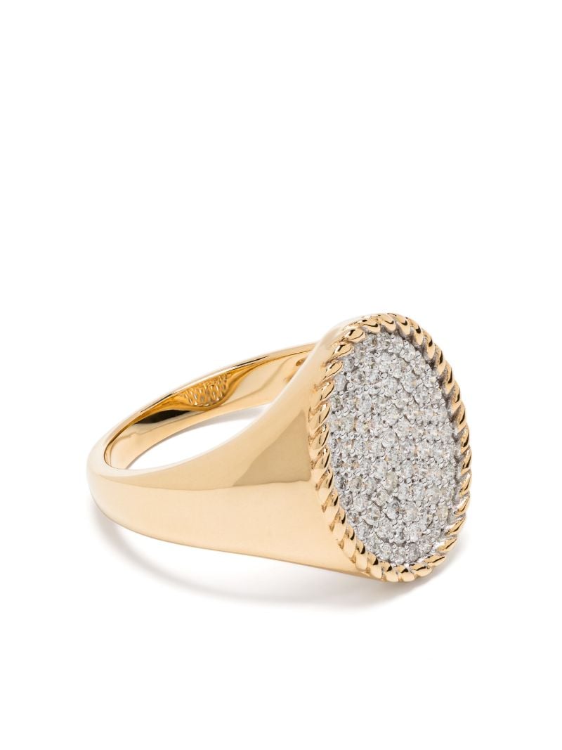 18k Yellow Gold Ovale Diamond Signet Ring