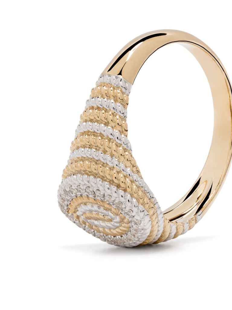 9k Gold Mini ChevaliÃ_x0083_Â¨re Marquise Diamond Signet Ring