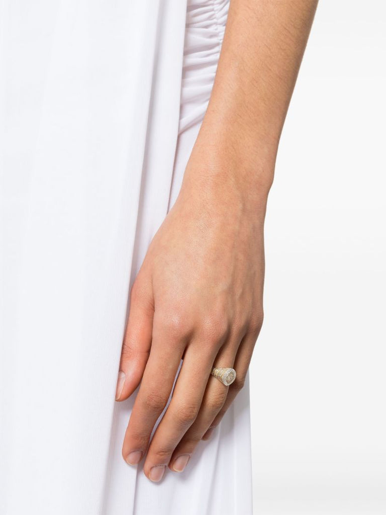 9k Gold Mini ChevaliÃ_x0083_Â¨re Marquise Diamond Signet Ring