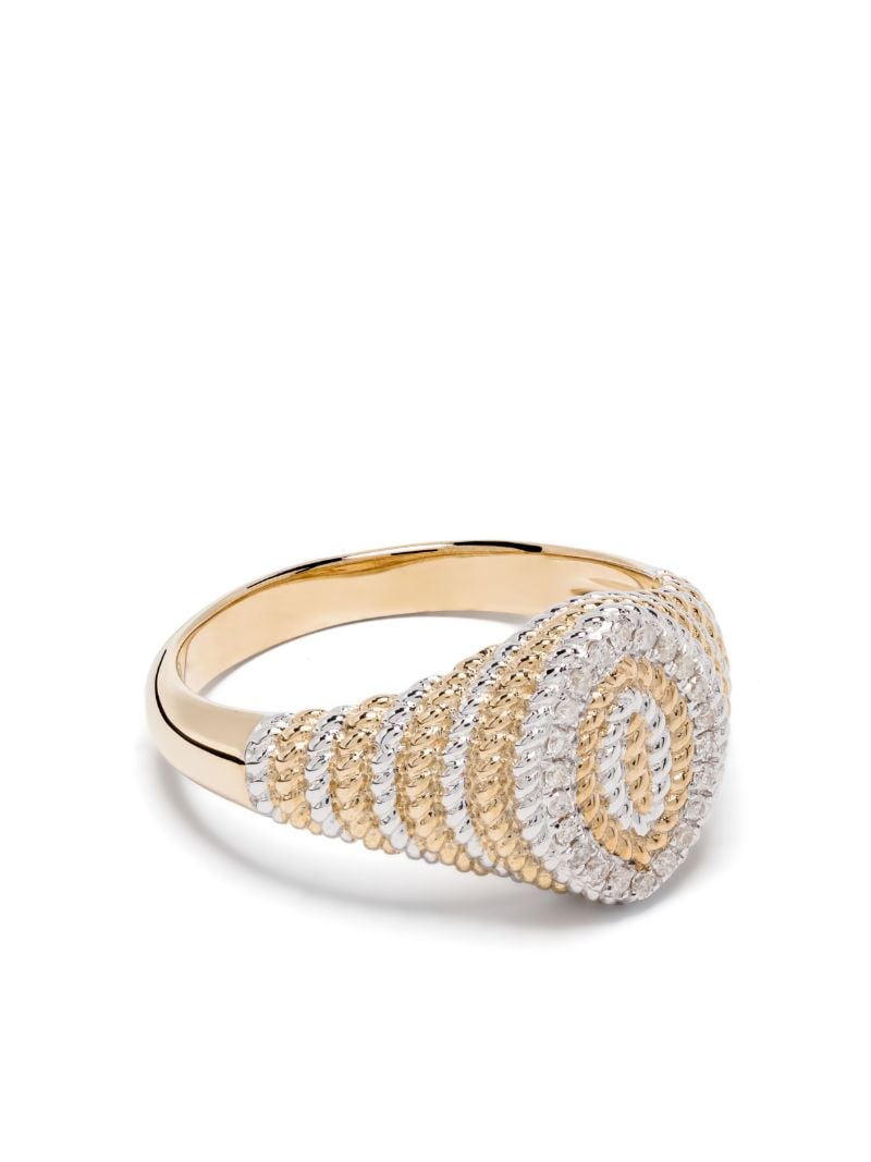 9k Gold Mini ChevaliÃ_x0083_Â¨re Marquise Diamond Signet Ring