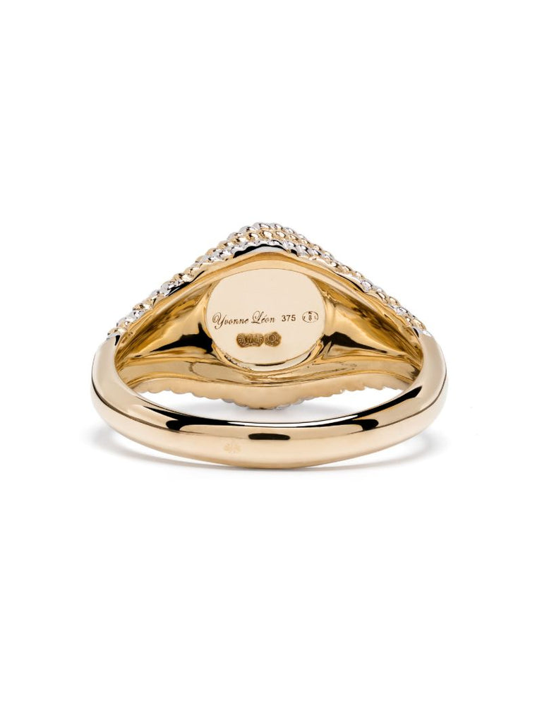 9k Gold Mini ChevaliÃ_x0083_Â¨re Marquise Diamond Signet Ring
