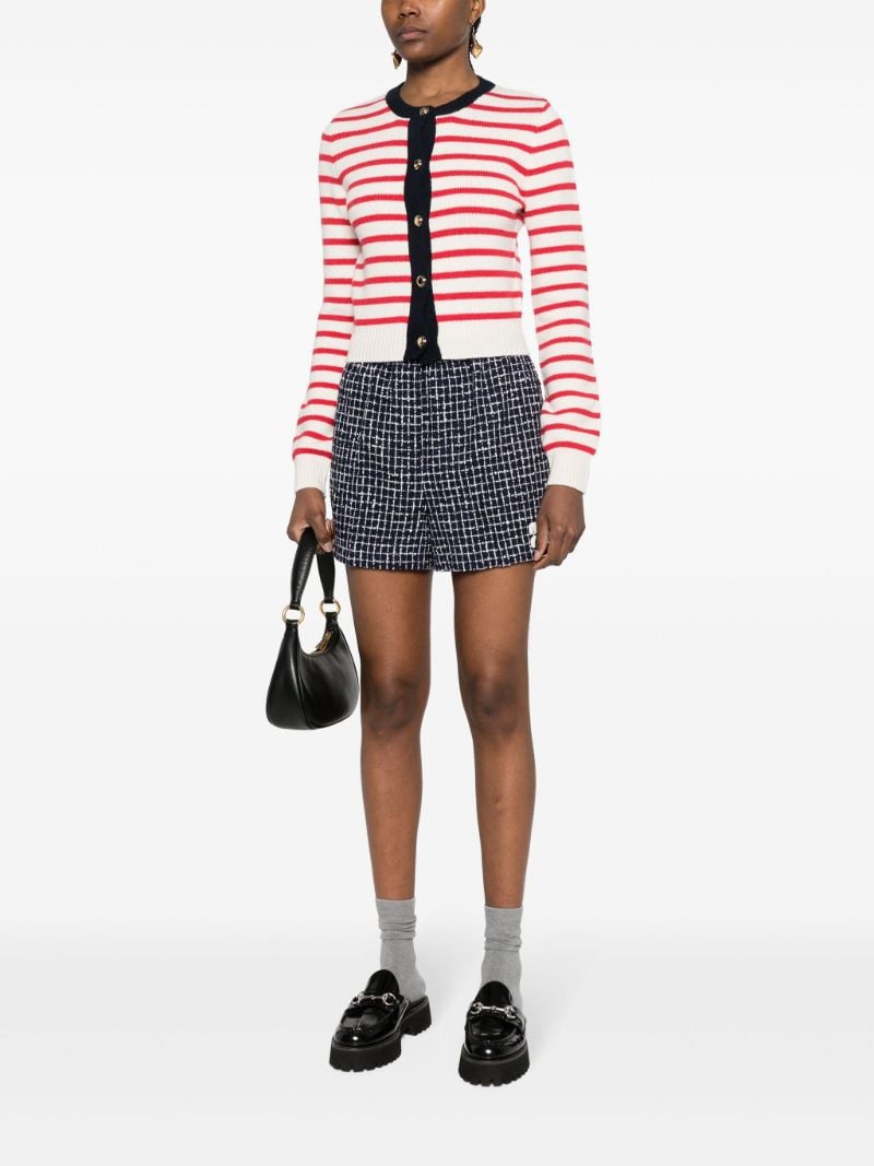 Blue Tweed Mini Shorts