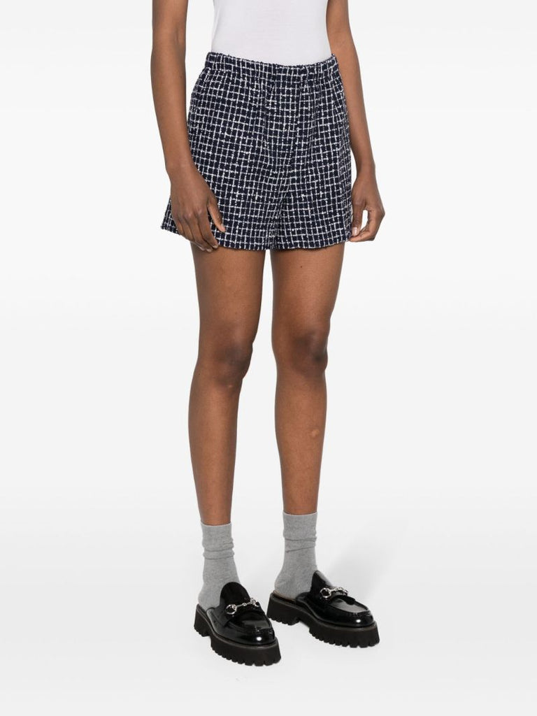 Blue Tweed Mini Shorts