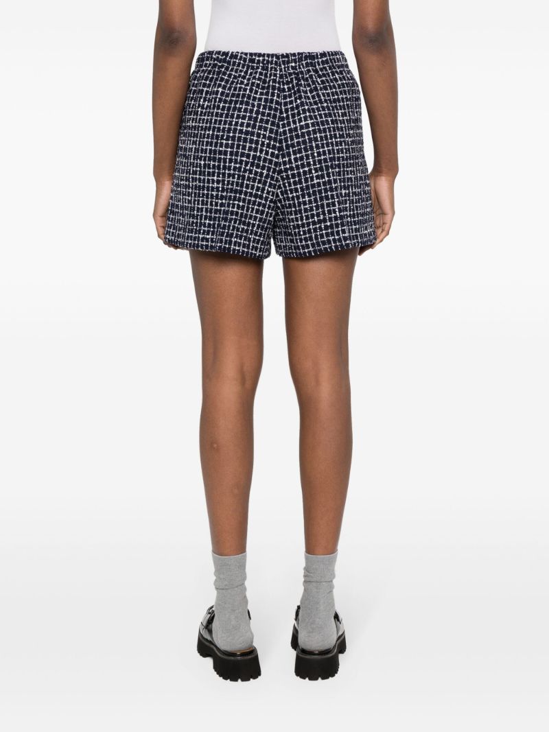 Blue Tweed Mini Shorts