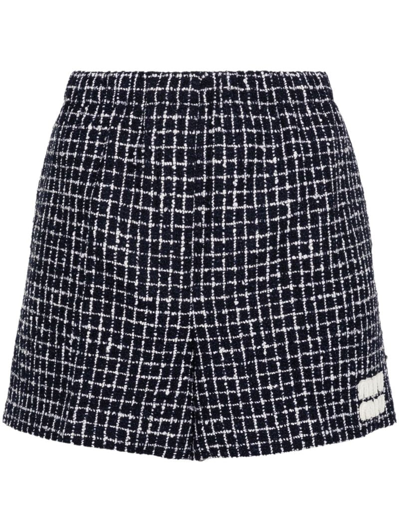 Blue Tweed Mini Shorts