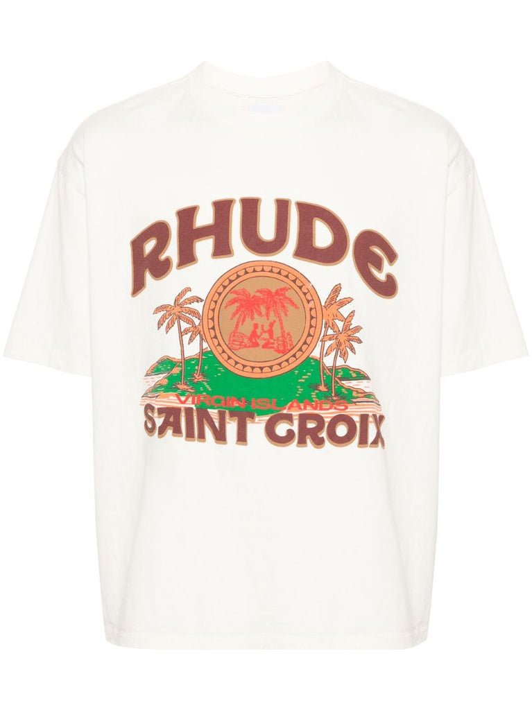 White Graphic-print Cotton T-shirt