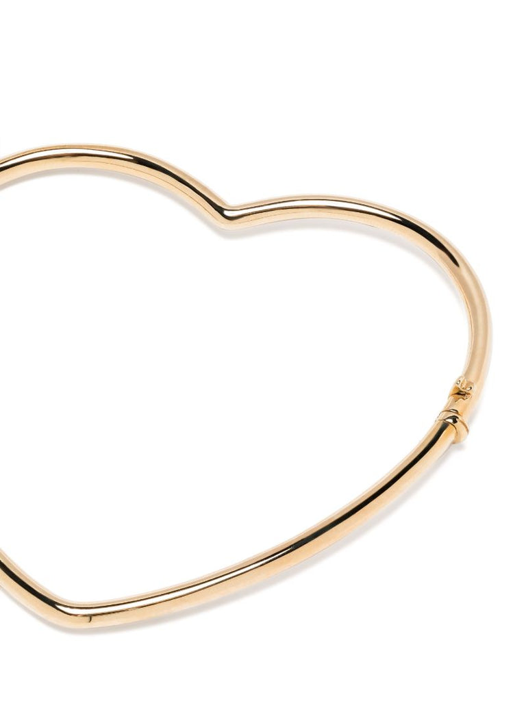 9k Yellow Gold Jonc Coeur Lisse or Jaune Bangle Bracelet