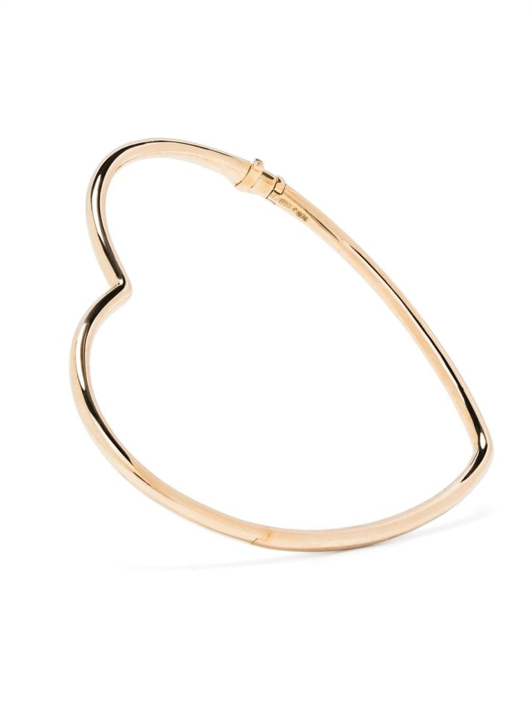 9k Yellow Gold Jonc Coeur Lisse or Jaune Bangle Bracelet