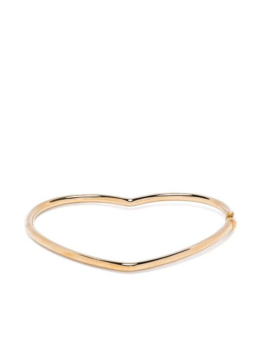 9k Yellow Gold Jonc Coeur Lisse or Jaune Bangle Bracelet
