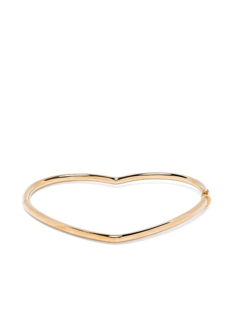 9k Yellow Gold Jonc Coeur Lisse or Jaune Bangle Bracelet