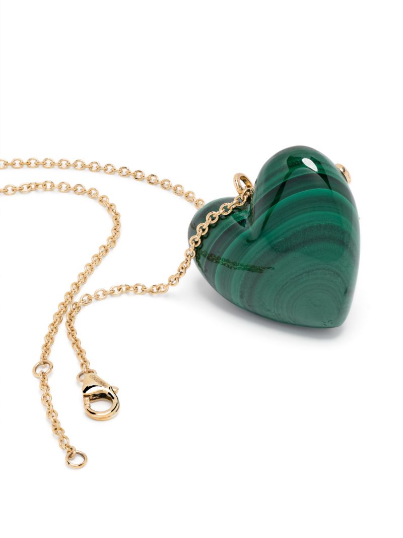 9k Yellow Gold Confetti Heart Topaz and Malachite Necklace