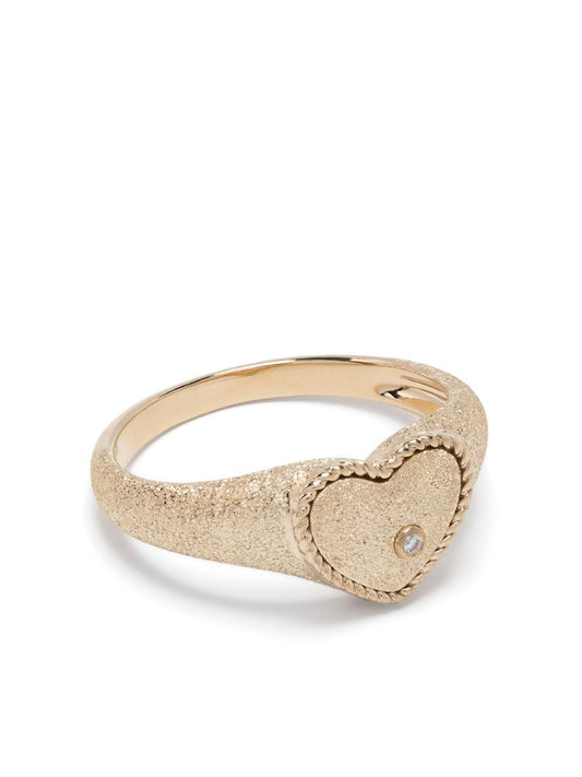 9k Yellow Gold Coeur Diamond Signet Ring