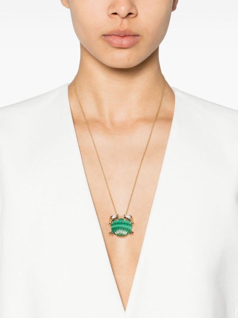 9k Yellow Gold Crab Pendant Diamond Necklace