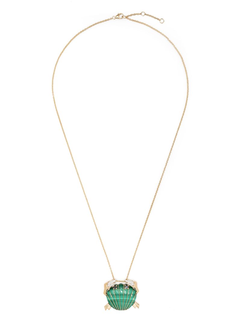 9k Yellow Gold Crab Pendant Diamond Necklace