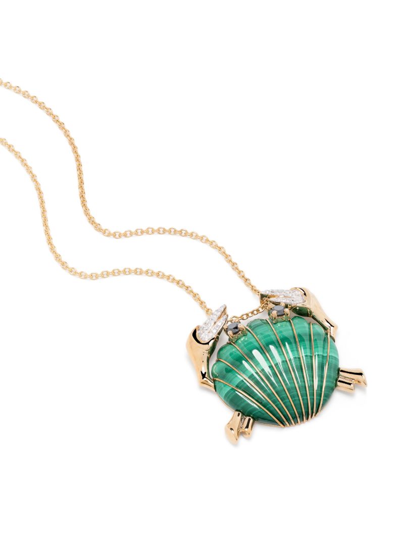 9k Yellow Gold Crab Pendant Diamond Necklace