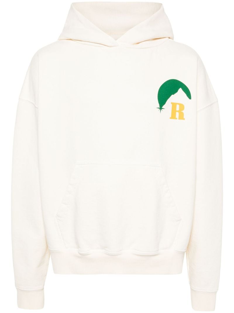 White Moonlight Graphic-print Cotton Hoodie