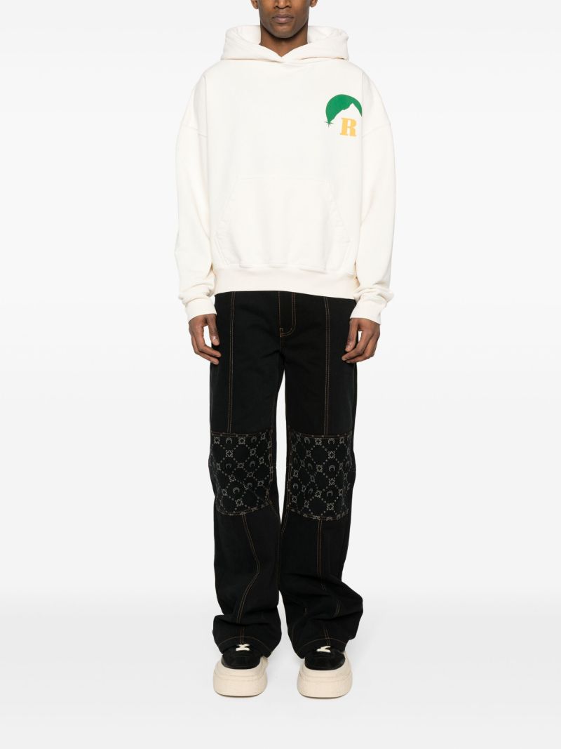 White Moonlight Graphic-print Cotton Hoodie
