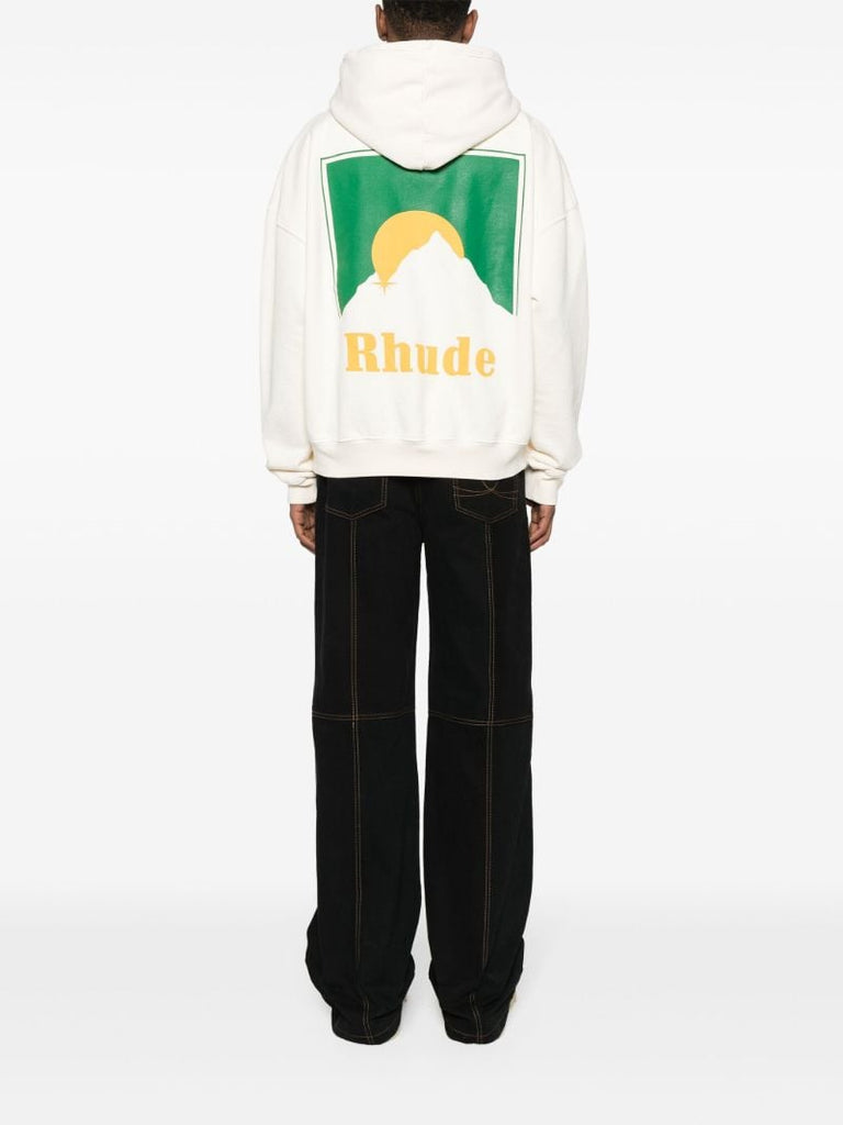 White Moonlight Graphic-print Cotton Hoodie