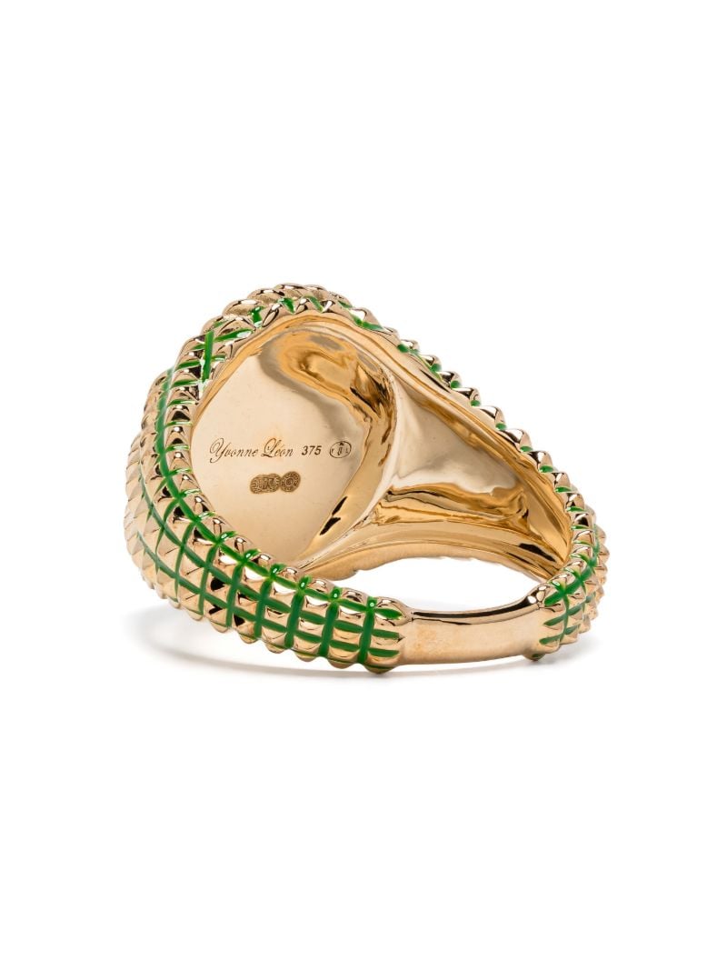 9k Yellow Gold Studded Diamond Signet Ring