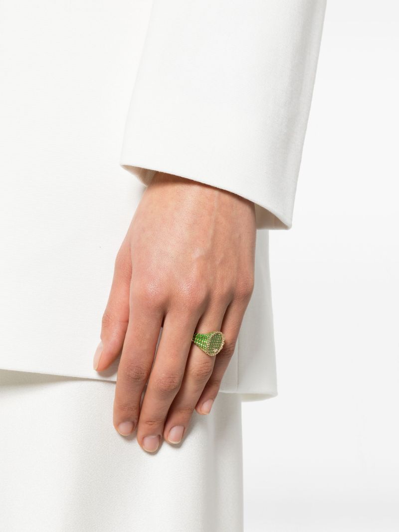 9k Yellow Gold Studded Diamond Signet Ring