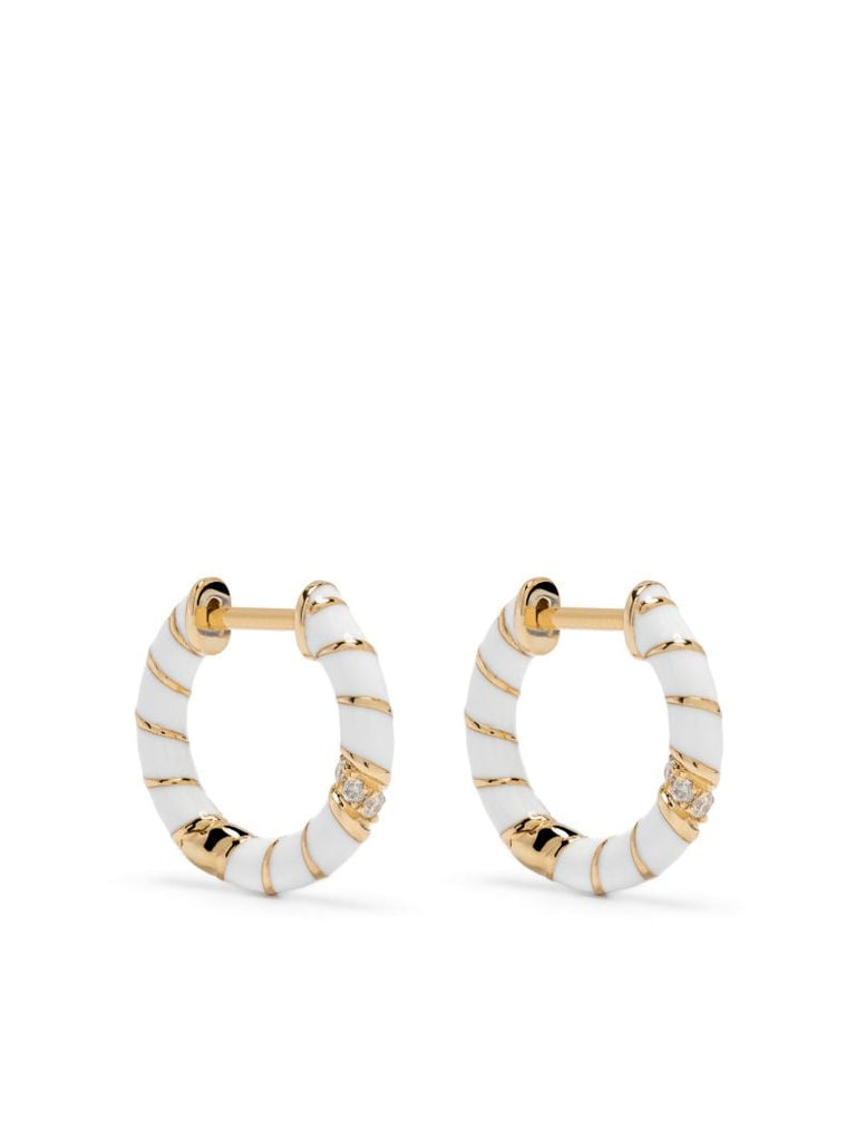 9k Yellow Gold CrÃ_x0083_Â©oles Diamond Hoop Earrings
